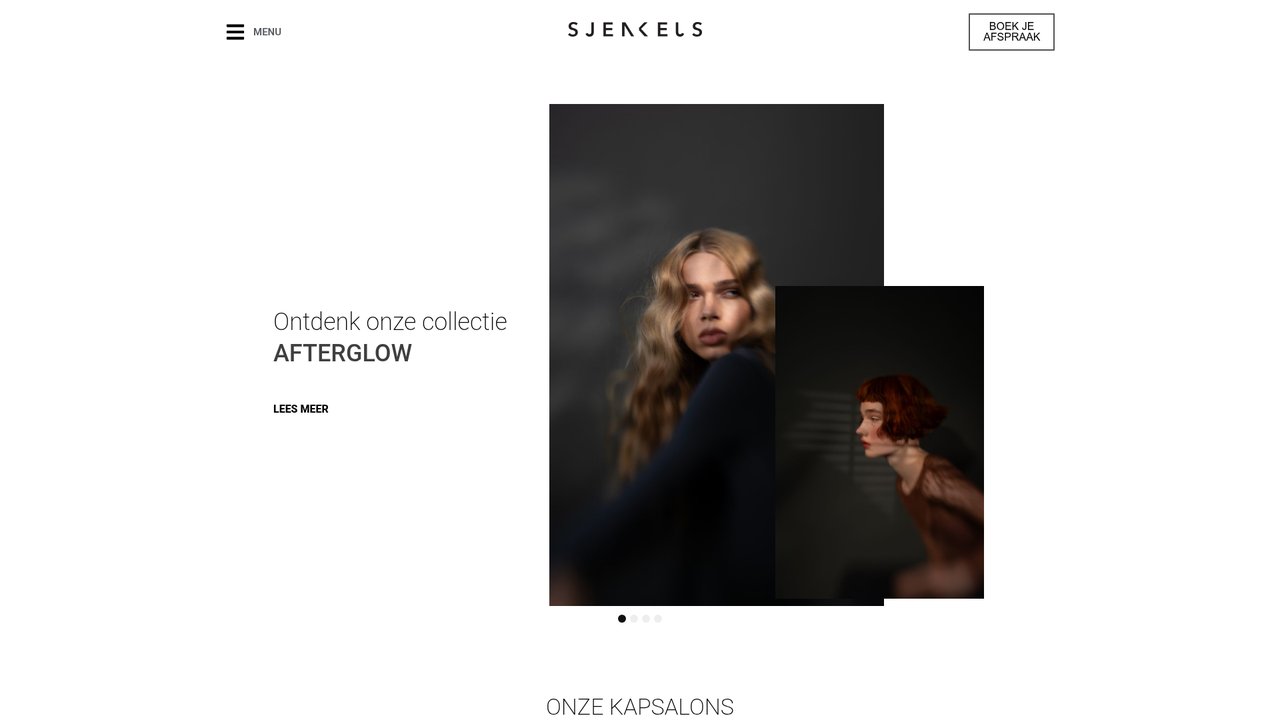 Sjenkels — Een luxe website waar klanten direct hun salon boeken